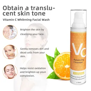 CKSINCE Anti Aging Whitening Hyaluronic Acid Vitamin C Facial Cleanser Organic Foaming Face Wash For Oily Acne Sensitive Skin