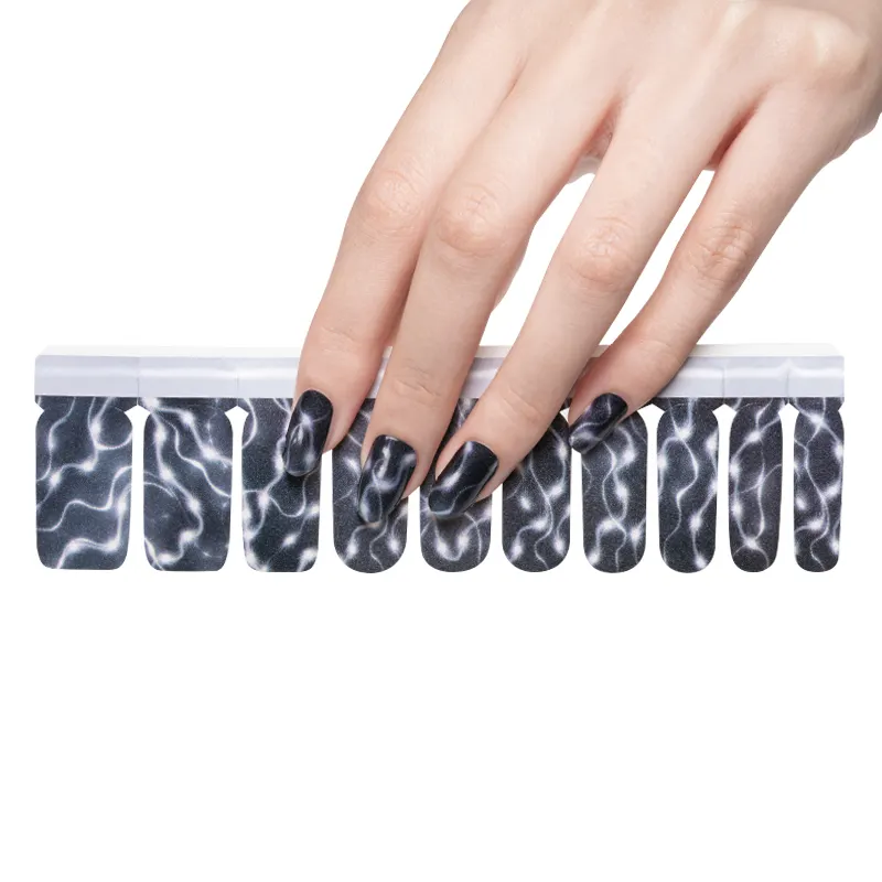 New Arrivals Design Girls Full Cover Black Glitter 100% Real Nail Polish Wraps Art Stickers