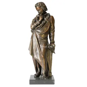 Petite statue antique en bronze en métal beethoven, décoration de sculpture de table pour les fabricants, chine, vente en gros