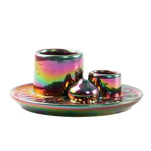 Incensario de cerámica minimalista de estilo europeo, plato de madera de Color arcoíris romántico, portavelas, palo de incienso Palo Santo - Product Image 1