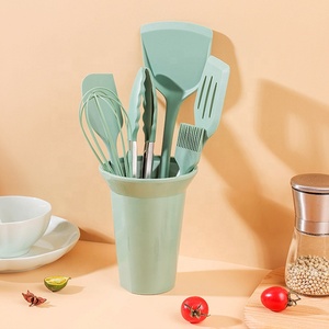 Wholesale 7pcs <strong>Kitchen</strong> Non-Stick Cooking <strong>Accessories</strong> Heat Resistant Green Pink <strong>Grey</strong> Silicone Spatula Spoon <strong>Kitchen</strong> Utensils Set - Product Image 1