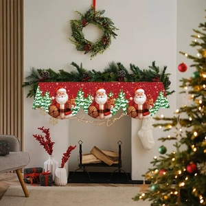 Giáng sinh lò sưởi mantel khăn che sang trọng cảm thấy biểu ngữ lò sưởi cho kỳ nghỉ trang trí lò sưởi mùa đông treo lên với lễ hội - Product Image 2