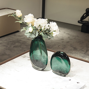 Accesorios para el hogar de estilo Retro de Color Esmeralda, jarrón de tubo de suelo de vidrio grande hecho a mano para sala de estar en Metal - Product Image 2