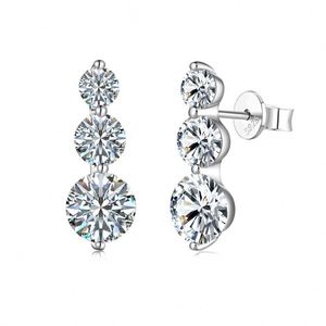 Dylam Stylish Design 925 Sterling <b>Silver</b> Non Tarnish Non Fade Three D Color VVS1 Moissanite Stones <b>Stud</b> Earrings for Dress-up - Product Image 5