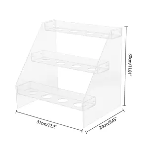 Suporte de acrílico transparente para servir buffet de sorvete cone com 3 camadas e 12 furos