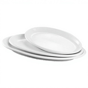 Platos de servir ovalados grandes de cerámica blanca sólida PITO, aptos para <span class=keywords><strong>lavavajillas</strong></span>, para bodas y eventos. - Product Image 2
