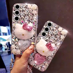 <span class=keywords><strong>เคส</strong></span>โทรศัพท์ลายแมวประดับเพชรหรูหรา สำหรับ <span class=keywords><strong>Samsung</strong></span> S26 Ultra S25 FE A56 A36 A16 5G, ฝาหลังลายการ์ตูนน่ารัก ประดับคริสตัลวิบวับ - Product Image 4