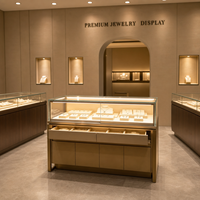Vitrine de présentation de bijoux de luxe personnalisée sans cadre en verre trempé avec éclairage LED et tiroirs de rangement