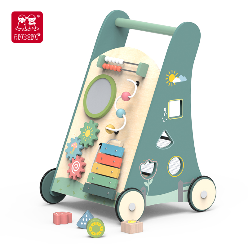 Европейский цвет, сад, Детский обучающий ходунок, обучающая тележка с блоками для детей, деревянная игрушка