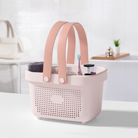 Panier de douche rectangulaire portable avec poignées, en plastique, style minimaliste, modèle Five Thousand Three Hundred Storage