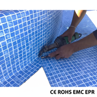 Revestimiento de piscina de alta calidad, película de PVC personalizada, resistente al cloro, antienvejecimiento, con efecto de ondas de agua, antideslizante, mosaico, 1.5mm 1.65mm, para piscinas.
