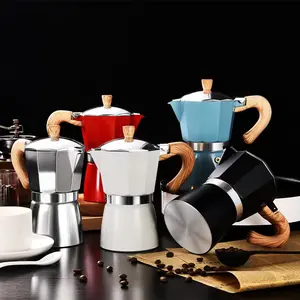 新款定制户外野营便携式意大利咖啡机4杯200毫升炉灶感应浓缩咖啡铝莫卡壶