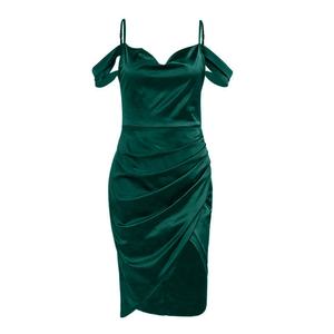 Vestido de Gasa Tallas Grandes con Escote Asimétrico, Volantes, Cintura Halter, Pliegues, Estampado Digital, Lavable, Largo Midi - Product Image 4