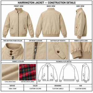 Giacca da Golf Personalizzata per <span class=keywords><strong>Uomo</strong></span> OEM ODM, <span class=keywords><strong>Beige</strong></span> in Misto Cotone con Fodera Tartan, Zip Frontale, Stile Vintage - Product Image 4