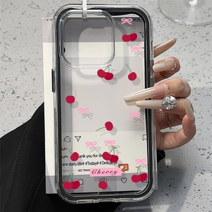 Funda de teléfono <span class=keywords><strong>3</strong></span> en 1 con lazo de color caramelo y cereza para iPhone 17 Air 16 13 11 <span class=keywords><strong>15</strong></span> 14 12 11 Pro Max TPU + Funda transparente acrílica - Product Image 5