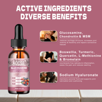 Glucosamine Chondroïtine Sulfate MSM Gouttes Liquides 60ml Complément Alimentaire Contenant Curcuma, Encens, Quercétine, Bromélaïne
