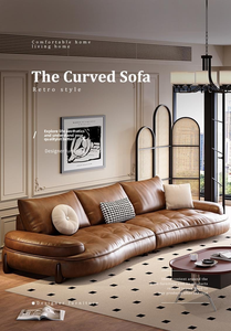 2025 disesuaikan Retro Italia rumah ruang tamu <span class=keywords><strong>Sofa</strong></span> kulit asli lembut <span class=keywords><strong>Sofa</strong></span> lurus - Product Image 4