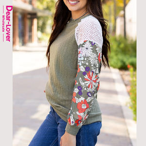 प्रिय थोक बुटीक कपड़ों की महिलाओं ने बुना हुआ पैचवर्क पुष्प बोहो फैशन लंबी आस्तीन वाली महिला ब्लोज - Product Image 4