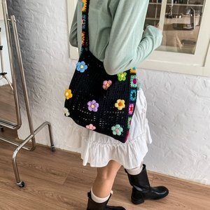 <span class=keywords><strong>Sac</strong></span> à bandoulière en <span class=keywords><strong>crochet</strong></span> style bohème, ajouré, tissé à la main, granny square, sacs de voyage en tricot pour l'été et la plage - Product Image 2