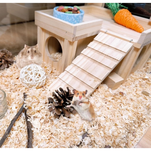 الهامستر الخشبي المخبأ الهامستر مع سلم يخفي منصة ديكور قفص حيوانات صغير قابل للفصل - Product Image 2