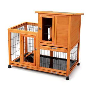 Cage à <span class=keywords><strong>lapin</strong></span> <span class=keywords><strong>d</strong></span>'<span class=keywords><strong>intérieur</strong></span> en bois bon marché et personnalisée avec plateau amovible en plastique et roulettes, design coupe-vent - Product Image 4