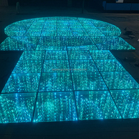 Plancher de danse en verre trempé à motifs étoilés personnalisé 2027, éclairage LED 60x60cm, décoration de mariage en plein air