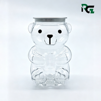 Gobelet en plastique PET transparent jetable en forme d'ours pour boissons froides, café et thé au lait – Vente en gros