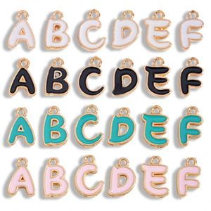 Breloques en émail à motif de lettres de dessin animé A-Z, pendentifs à 26 lettres anglaises en alliage de zinc, accessoires de bijoux DIY pour porte-clés - Product Image 1