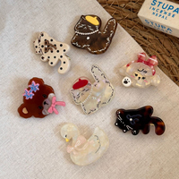Barrette à cheveux DD Kawaii en forme d'animal, barrette mignonne chat, barrette chien en acétate pour coiffure quotidienne, accessoires capillaires Kawaii