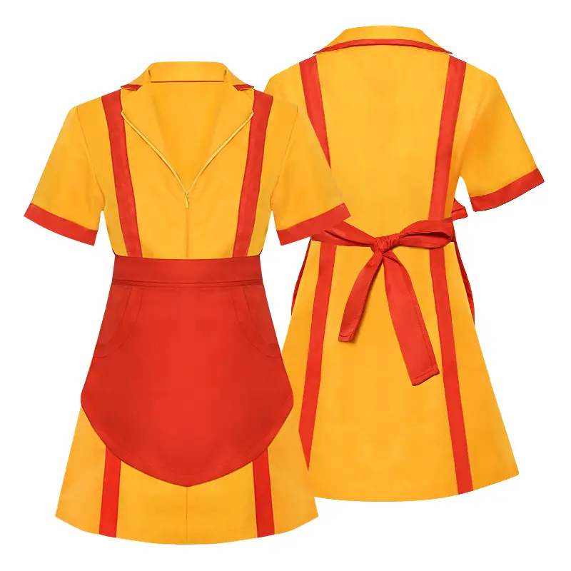 2 Two Broke Girls COS Film and Television Same Style Bar Fast Food Work Halloween Clothes Cosplay Uniform Skirt