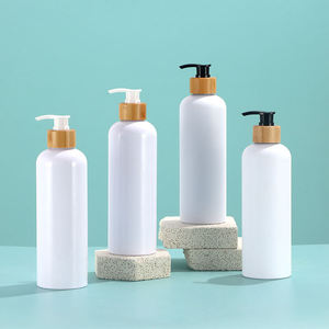 Dispensador de bomba de bambú, botella vacía de plástico PET de 500ml, botella de <span class=keywords><strong>loción</strong></span> de champú de hombro negro para el cuidado de la piel, capacidad de embalaje de 300ml - Product Image 3