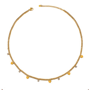 French Style Heart Zircon Titanium Steel Clavicle Chain Necklace For Women Everyday Wear Gold Color - Product Image 5