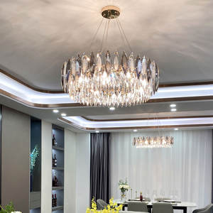 European Living Room Hanging <b>Lights</b> Modern smoke grey <b>Crystal</b> Round <b>Crystal</b> Luxury <b>Chandelier</b> - Product Image 2
