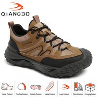 Chaussures de randonnée pour hommes en cuir de vachette respirant à mailles, résistantes aux perforations, antidérapantes, légères, de couleur kaki, fabriquées sur mesure