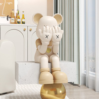 Grande décoration en résine d'ours violent pour le salon, à placer près du meuble TV, du canapé, ornement d'ours kawaii artistique peint à la main