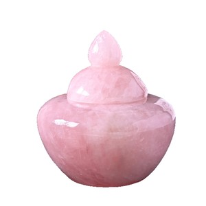 Tarro de Té de Cristal de Cuarzo Rosa Natural, Adorno de Piedra Semipreciosa Tallado a Mano con Tema de Ángel para Azucarero o Urna - Product Image 2