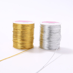 Fil métallique 8 brins de 1 mm |   Fil non élastique or et argent pour emballage cadeau, étiquettes et artisanat |   Fil rond avec paillettes - Product Image 1