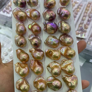 Orange <strong>pink</strong> Cultured Irregular Nucleus AAA High Quality in Pair <strong>Large</strong> Baroque Freshwater <strong>Pearl</strong>