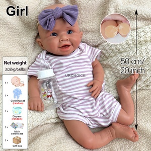 Cara sonriente suave 19 pulgadas 47Cm silicona sólida completa ojos abiertos <span class=keywords><strong>Reborn</strong></span> Baby Gir beber agua con una botella de bebé <span class=keywords><strong>para</strong></span> niños pequeños juguete - Product Image 2