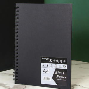 Miehui noir carnet de croquis papier lourd 110gsm papier à dessin noir pour crayons de couleur <span class=keywords><strong>graphite</strong></span> <span class=keywords><strong>craie</strong></span> de charbon de bois - Product Image 5