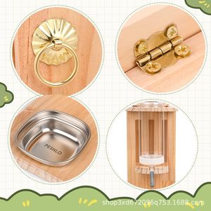 Soporte de agua de madera para hámster, soporte vertical para botella de agua, comedero para pez globo, comedero para mascotas pequeñas - Product Image 4