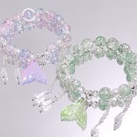 Winterliches, farbenfrohes Glaskristall-Perlenarmband im Fischschwanz-Design, süßes, vielseitiges, super feenhaftes Reise-Erinnerungsarmband für beste Freundin oder Freundin
