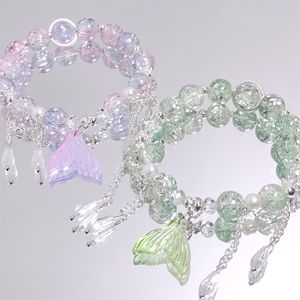 Bracelet d'hiver coloré en perles de verre et cristal, motif queue de poisson, style féerique, polyvalent, idéal pour les voyages, pour meilleure amie ou petite amie - Product Image 3
