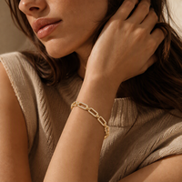 Bracelet chaîne à maillons rectangulaires en laiton plaqué or micro-pavé CZ Mylove Custom Jewelry pour femmes, bijoux tendance