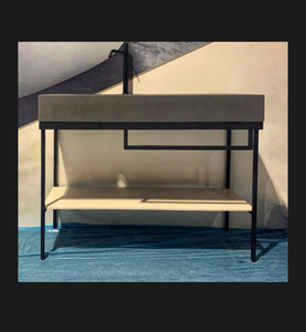 Console de Salle de Bain Noir Mat Assemblage Facile Evier Avec Pieds En Acier En <span class=keywords><strong>Blanc</strong></span> Structure Métallique Industrielle Tendance - Product Image 2