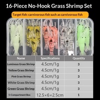 Lot de leurres souples artificiels en gros : petites crevettes artificielles et crevettes lumineuses imitées avec hameçon simulé pour la pêche à la traîne