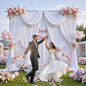 Drapé de fond en polyester infroissable pour mariage, anniversaire, photomaton, décoration de scène - Grande Vente - Product Image 2
