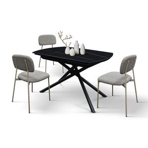 Mesa Extensible Giratoria de Cerámica Brando, Base de Metal Negro Sahara, para Comedor Interior - Product Image 5