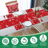 Ensemble de 19 pièces modernes en feutre pour Noël : chemin de table, sets de table, sous-verres et pochettes à couverts, épaisseur 3 mm, pour la décoration de table