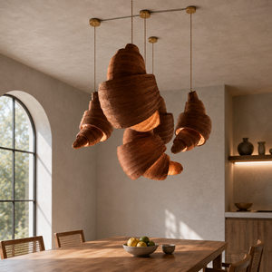 Lampe suspendue créative en tissu en forme de <span class=keywords><strong>croissant</strong></span> Wabi Sabi faite à la main pour la décoration de plafond de boulangerie, café, restaurant - Product Image 4